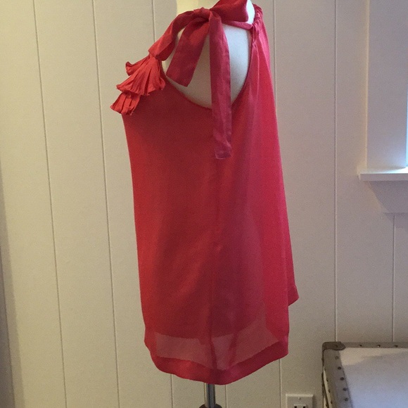 Stylish deep coral ruffle and bow tank - Picture 3 of 4